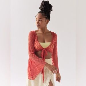 NWOT UO Daisy Lace Sheer Tie-Front Top